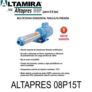 Bomba de ósmosis inversa 1.5 HP ALTAPRES 08P15T