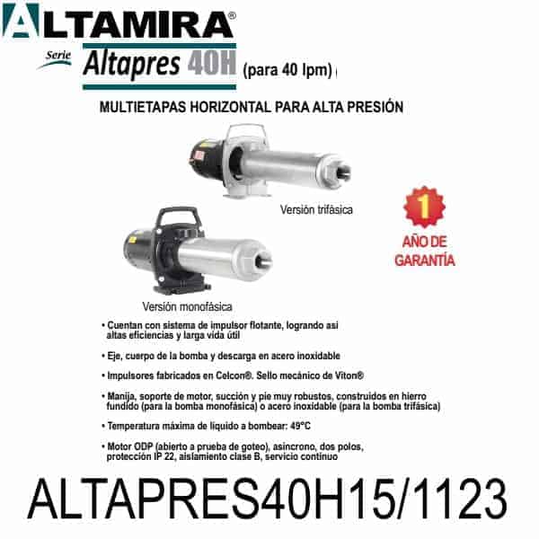 Bomba ósmosis inversa 1 1/2 HP ALTAPRES40H15/1123