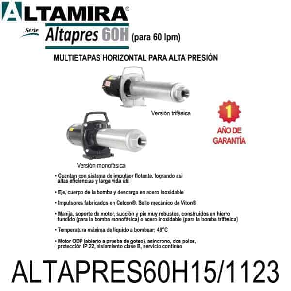 bomba ósmosis inversa de 1 1/2 HP ALTAPRES60H15/1123