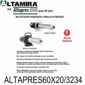 bomba de ósmosis inversa de 2 HP ALTAPRES60X20/3234