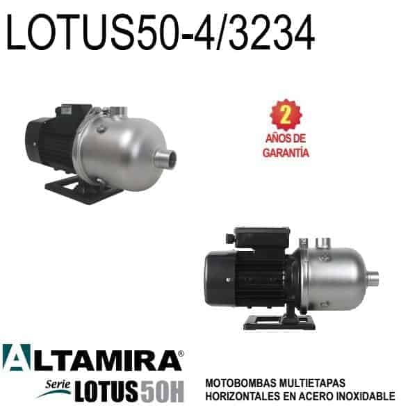 Bomba multietapas horizontal LOTUS50 4 3234. 0.75 HP 3 F 230 460 V