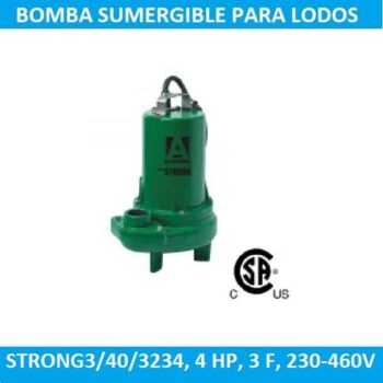 Bomba sumergible para lodos STRONG3 4 HP 3 F 230 460 V