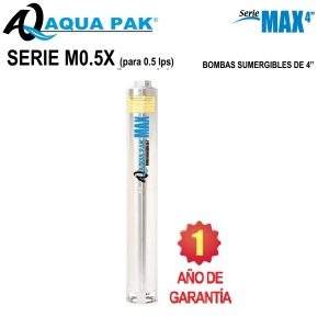 Bombas sumergibles acero inoxidable para pozo de 4 pulg Aqua Pak serie M0.5X 0.5 LPS
