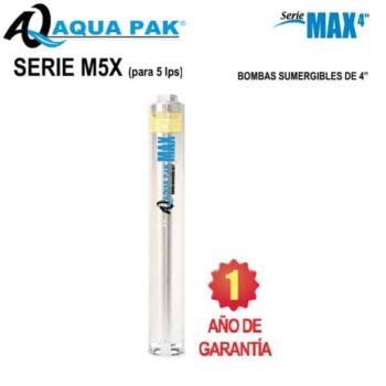 Bombas sumergibles acero inoxidable para pozo de 4 pulg Aqua Pak serie M5X 5 LPS