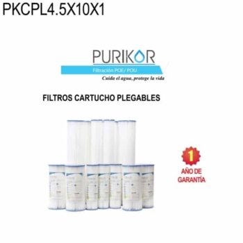 Cartucho filtro agua plegado de 4.5 X 10 X 1 Purikor PKCPL4.5X10X1