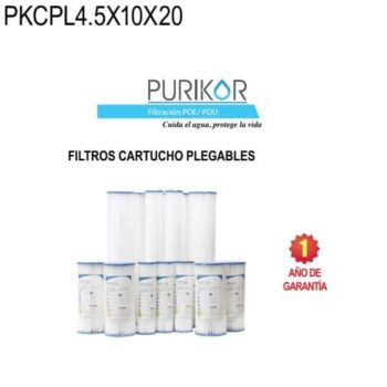 Cartucho filtro agua plegado de 4.5 X 10 X 20 Purikor PKCPL4.5X10X20