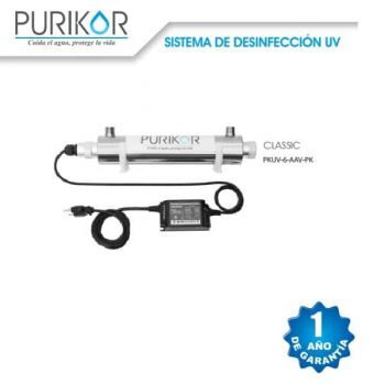 Sistema UV para desinfección de agua 25 W 6 GPM Purikor PKUV 6 AAV PK e1586988983386