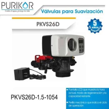 Válvula para suavizador automática operación por emanda para tanque de 1.5 pie cúbico Purikor PKVS26D 1.5 1054